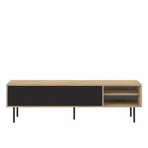 Fekete-natúr színű TV-állvány tölgyfa dekorral 165x40 cm Ampère – TemaHome kép