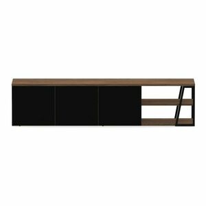 Fekete TV-állvány diófa dekorral 190x45 cm Albi - TemaHome kép