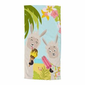 Gyerek bársony strandtörölköző 75x150 cm Happy lamas – Good Morning kép