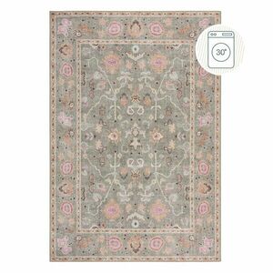 Világoszöld mosható szőnyeg 152x230 cm Una Floral – Flair Rugs kép
