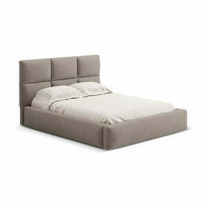Világosbarna kárpitozott ágyneműtartós franciaágy ágyráccsal 200x200 cm Libera – Windsor & Co Sofas kép
