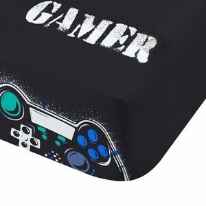 Fekete gumis egyszemélyes gyerek lepedő 90x190 cm Game Over – Catherine Lansfield kép