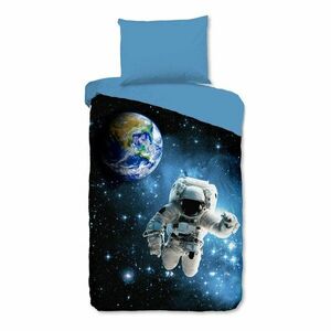 Kék egyszemélyes pamut gyerek ágyneműhuzat 140x200 cm Astronaut – Good Morning kép
