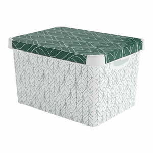 Fehér-zöld fedeles műanyag tárolódoboz 39, 5x29, 5x25 cm L – Curver kép