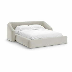 Bézs kárpitozott ágyneműtartós franciaágy ágyráccsal 200x200 cm Campi – Cosmopolitan Design kép