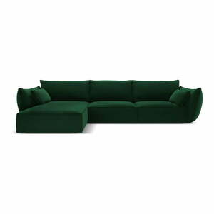 Sötétzöld bársony sarokkanapé (bal oldali-heverő résszel) Vanda – Mazzini Sofas kép