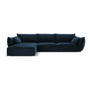 Sötétkék bársony sarokkanapé (bal oldali-heverő résszel) Vanda – Mazzini Sofas kép