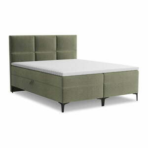 Zöld ágyneműtartós boxspring ágy 140x200 cm Pakalana – Makamii kép