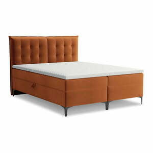 Terrakotta színű ágyneműtartós boxspring ágy 160x200 cm Mikana – Makamii kép