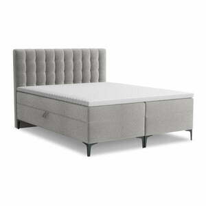 Világosszürke ágyneműtartós boxspring ágy 140x200 cm Puhala – Makamii kép