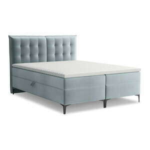Világoskék ágyneműtartós boxspring ágy 160x200 cm Mikana – Makamii kép