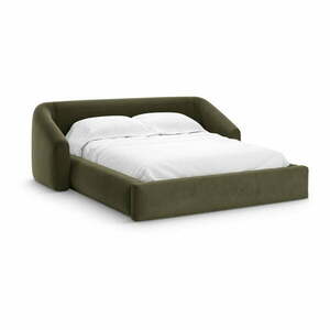 Zöld kárpitozott ágyneműtartós franciaágy ágyráccsal 200x200 cm Campi – Cosmopolitan Design kép