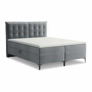Szürke ágyneműtartós boxspring ágy 160x200 cm Mikana – Makamii kép