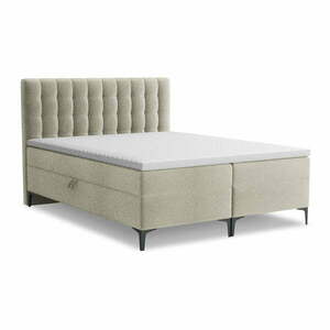 Szürkésbarna ágyneműtartós boxspring ágy 140x200 cm Puhala – Makamii kép