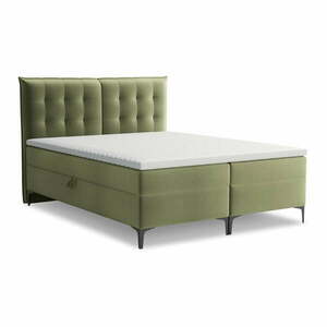 Zöld ágyneműtartós boxspring ágy 140x200 cm Mikana – Makamii kép