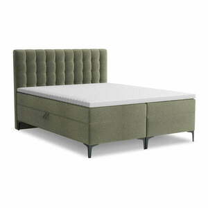 Zöld ágyneműtartós boxspring ágy 160x200 cm Puhala – Makamii kép