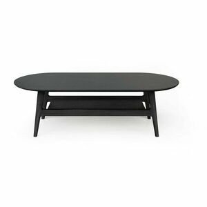 Fekete dohányzóasztal tölgyfa dekorral 60x130 cm Curved – Woodman kép