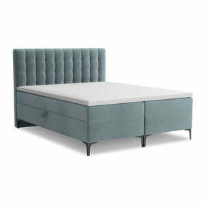 Világoskék ágyneműtartós boxspring ágy 160x200 cm Puhala – Makamii kép