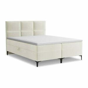 Bézs ágyneműtartós boxspring ágy 160x200 cm Pakalana – Makamii kép