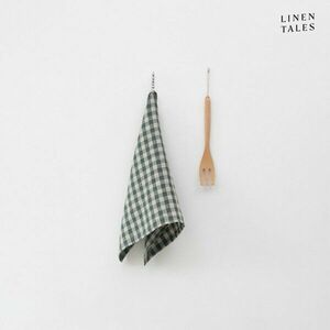 Len konyharuha 45x65 cm Forest Green Gingham – Linen Tales kép