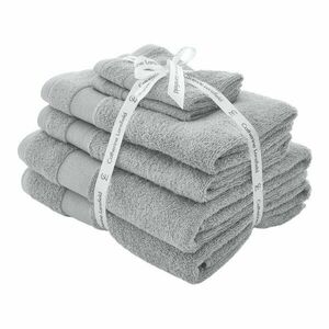 Világosszürke frottír pamut törölköző és fürdőlepedő készlet 6 db-os Anti-Bacterial – Catherine Lansfield kép