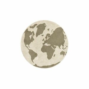 Zöld-krémszínű mosható-kézi szövésű pamut gyerek szőnyeg ø120 cm World Map – Lorena Canals kép