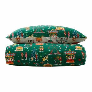 Zöld kétszemélyes pamut gyerek ágyneműhuzat 200x200 cm Christmas Fairground – Belle & Boo kép