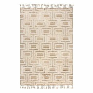 Bézs-krémszínű kézi szövésű gyapjú szőnyeg 160x230 cm Greek Key – Flair Rugs kép