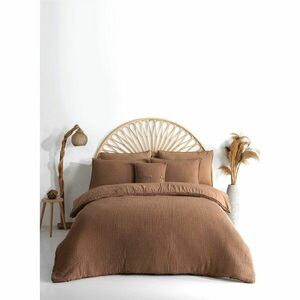 Barna egyszemélyes renforcé pamut ágyneműhuzat 140x200 cm Waffle Striped – Mila Home Luxury kép