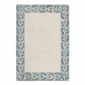 Kék-elefántcsont színű kézi szövésű gyapjúkeverék szőnyeg 120x170 cm Myla Floral Frame – Flair Rugs kép