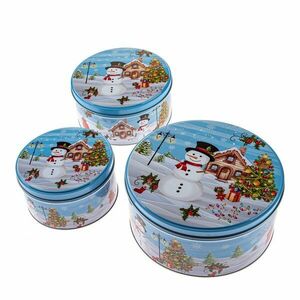 Fém aprósütemény tartó doboz szett 3 db-os Snowman – Dakls kép