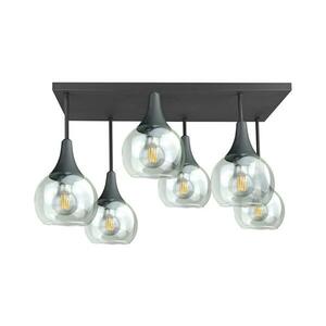 Keter Lighting Felületre szerelhető csillár SOMA 6xE27/60W/230V fekete/átlátszó kép
