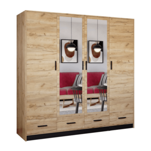 EMS Gardróbszekrény tükörrel SANNA 200x200 cm tölgy craft kép