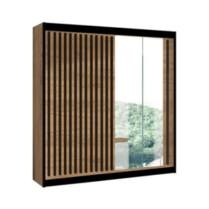 EMS Gardróbszekrény SANTINO tükörrel 203x215 cm craft tölgy/fekete kép