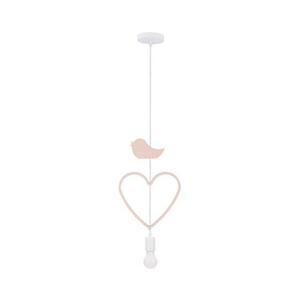 HEART gyermek függőlámpa zsinóron 1xE27/20W/230V rózsaszín/fehér kép