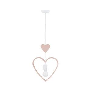 Gyermek zsinóros csillár HEART 1xE27/20W/230V rózsaszín/fehér kép