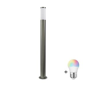 LED RGBW fényerőszabályozható kültéri lámpa LIVIA 1xE27/6, 5W/230V 100 cm IP44 ezüst kép