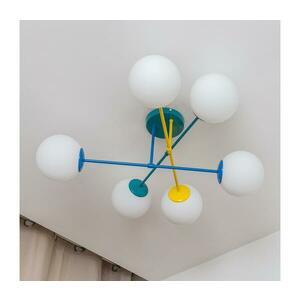 Felületre szerelhető csillár MOON 6xE27/15W/230V türkiz/sárga/kék kép