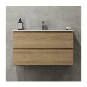 BATH DELUXE Fürdőszobai szekrény mosdóval HENRY 91 cm tölgy kép