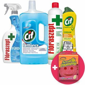 Cif + Flóraszept Tisztítószer Csomag + Ajándék Scrub Mommy Szivacs kép