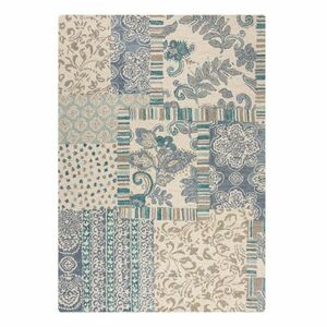 Kék-bézs kézi szövésű gyapjú szőnyeg 120x170 cm Eloise Patchwork – Flair Rugs kép