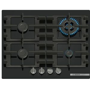 Bosch Serie 4, Gáz főzőlap, 60 cm, Edzett üveg, Fekete, PNH6B6K40 kép