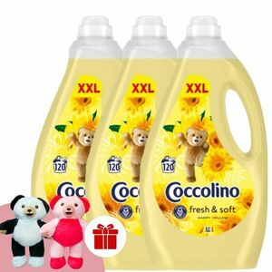 Coccolino Öblítőkoncentrátum Happy Yellow 3x3000ml + Ajándék 1db... kép