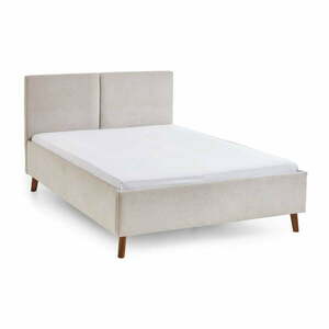 Bézs kárpitozott franciaágy ágyráccsal 140x200 cm Piano – Meise Möbel kép