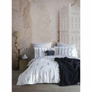Fehér-kék egyszemélyes pamut-szatén ágyneműhuzat 140x200 cm Marseille Floral – Mila Home Luxury kép