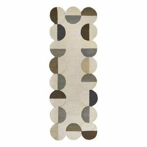 Szürkésbézs kézi szövésű gyapjú futószőnyeg 80x230 cm Mia Scallop Frame – Flair Rugs kép