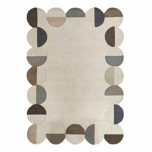 Szürkésbézs kézi szövésű gyapjú szőnyeg 160x230 cm Mia Scallop Frame – Flair Rugs kép
