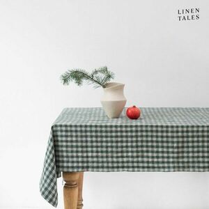 Len asztalterítő 140x250 cm Forest Green Gingham – Linen Tales kép