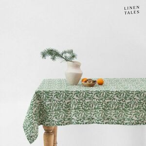 Len asztalterítő 140x200 cm Evergreen Damask – Linen Tales kép
