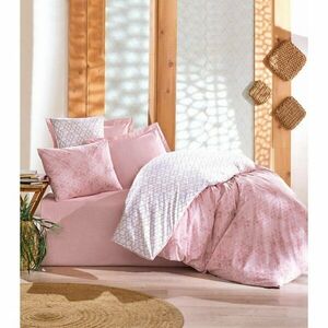 Fehér-rózsaszín egyszemélyes renforcé pamut ágyneműhuzat 140x200 cm Soft Geometry – Mila Home Luxury kép